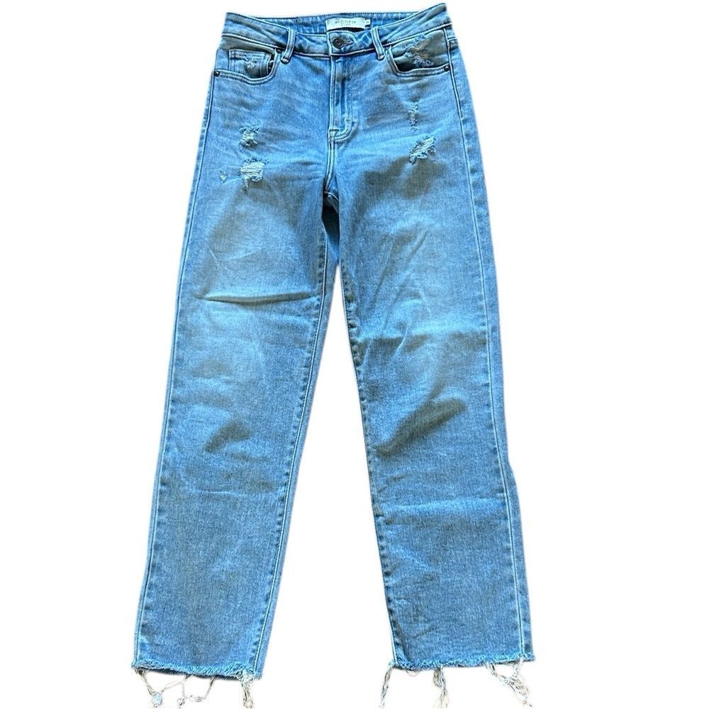 Straight Leg Blue Women’s Jeans - Casual Distressed Style